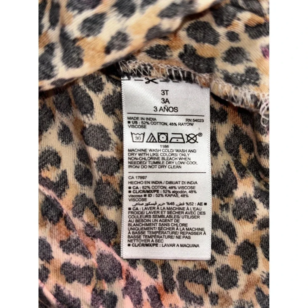 Old‎ Navy Girls Leopard Print Long Sleeve Babydoll Top Brown Black Animal Print